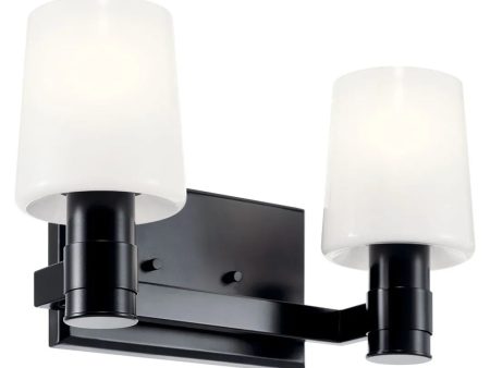 Adani 14 In 2-Lights Bathroom Vanity Light With Opal Glass, Black Finish Online now