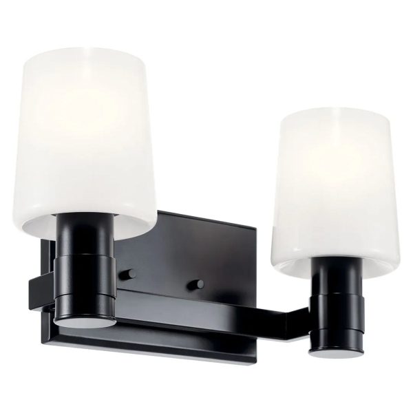 Adani 14 In 2-Lights Bathroom Vanity Light With Opal Glass, Black Finish Online now