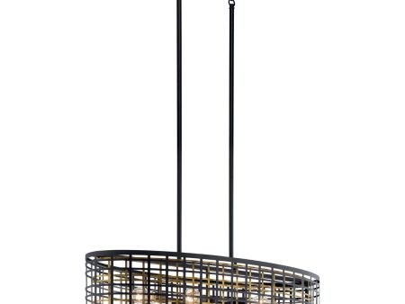 Aldergate 38  6-Light Chandelier with Metal Drum Shade, Black and Brass Finish Online