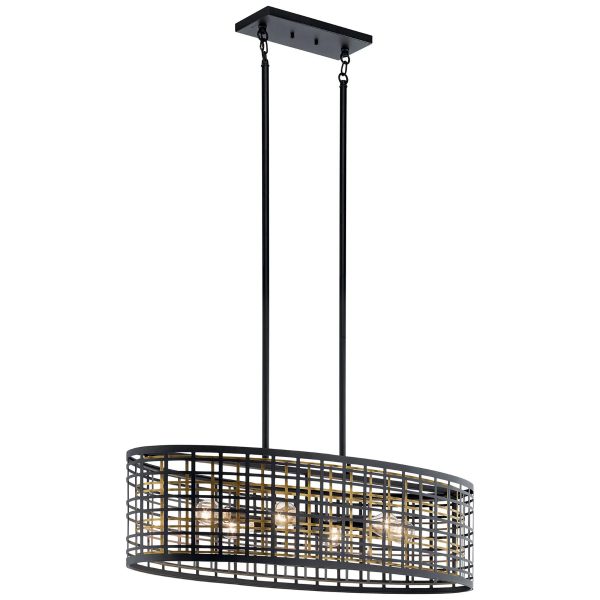 Aldergate 38  6-Light Chandelier with Metal Drum Shade, Black and Brass Finish Online