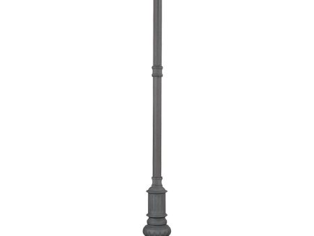 8 ft Light Post With Base, Direct Burial, 3 in Round Aluminum Shaft, Black Finish Hot on Sale