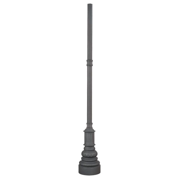 8 ft Light Post With Base, Direct Burial, 3 in Round Aluminum Shaft, Black Finish Hot on Sale