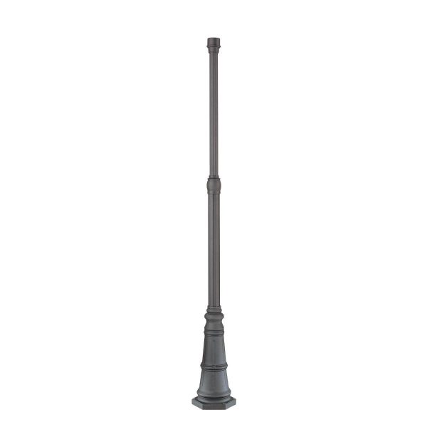 7 ft Light Post With Base, Direct Burial, 3 in Round Aluminum Shaft, Black Finish on Sale