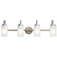 Kennewick 32 In 4-Lights Bathroom Vanity Light With Clear Satin Etched Glass, Brushed Nickel Finish Online now