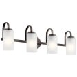 Kennewick 32 In 4-Lights Bathroom Vanity Light With Clear Satin Etched Glass, Bronze Finish Online Sale