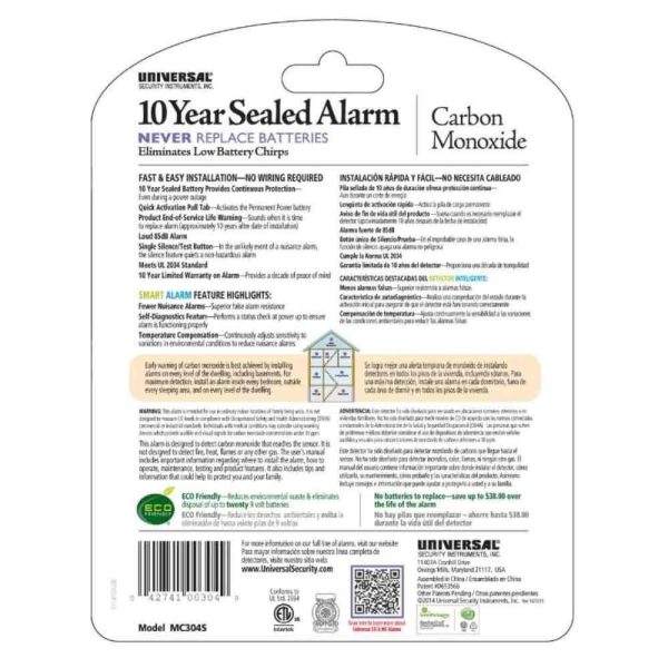 Carbon Monoxide Detector 3-in-1 Sensor 10 Year Sealed Alkaline Battery Online now