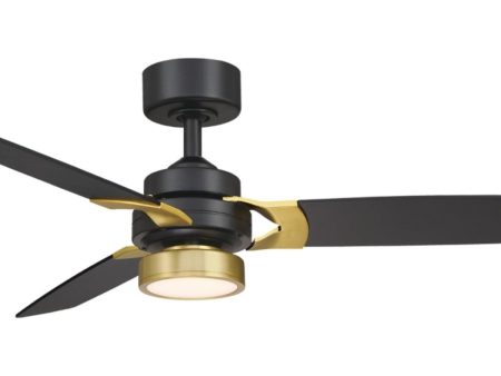 Amped 52 Inch LED Ceiling Fan with Remote, Black and Brushed Brass Online Hot Sale