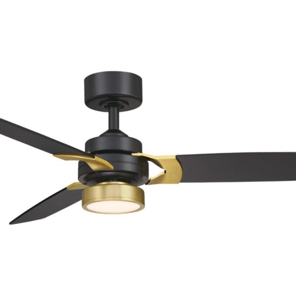 Amped 52 Inch LED Ceiling Fan with Remote, Black and Brushed Brass Online Hot Sale