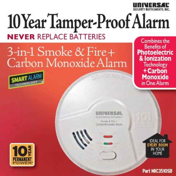 3-in-1 Smoke, Fire and Carbon Monoxide Smart Alarm 10 Year Sealed Battery For Sale