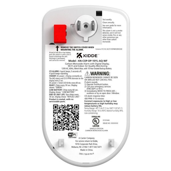 Smart Carbon Monoxide Detector with Indoor Air Quality Monitoring Hardwiredâ€¯10-Year Lithium Backup Battery Cheap