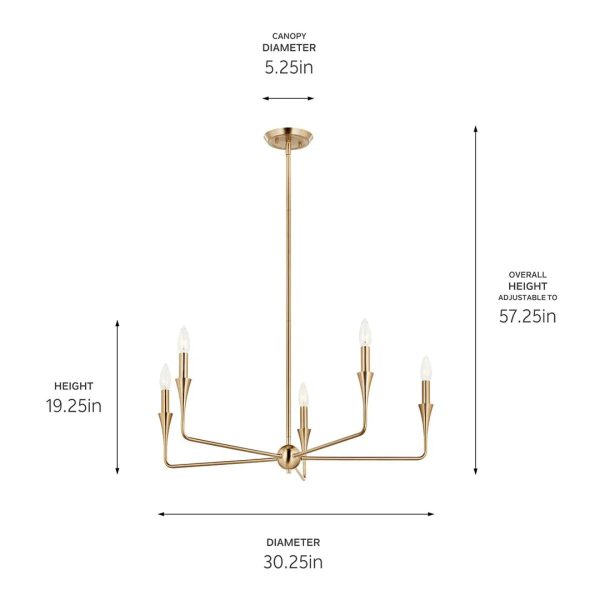 Alvaro 30  5-Light Chandelier 1-Tier, Champagne Bronze Finish Online Hot Sale