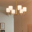 Ali 28  6-Light Chandelier with Fabric Drum Shade, Brushed Natural Brass Finish Fashion