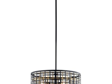 Aldergate 24  4-Light Chandelier with Metal Drum Shade, Black and Brass Finish on Sale