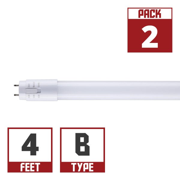 2 Pack - 4ft LED T8 Tube, 13 Watts, 1800 Lumens, 40K|50K|65K, Ballast Bypass, Single|Dual End Cheap