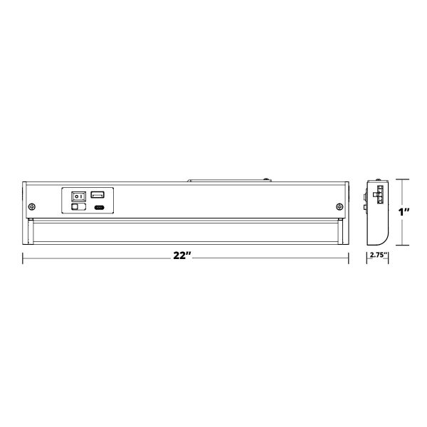 Elena 22-Inch Under Cabinet LED Light, Selectable CCT 2700K to 5000K, 120V, Black Sale