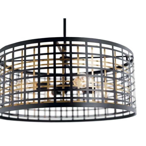 Aldergate 24  4-Light Chandelier with Metal Drum Shade, Black and Brass Finish on Sale