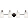 Kennewick 32 In 4-Lights Bathroom Vanity Light With Clear Satin Etched Glass, Bronze Finish Online Sale