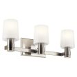 Adani 24 In 3-Lights Bathroom Vanity Light With Opal Glass, Brushed Nickel Finish Online now