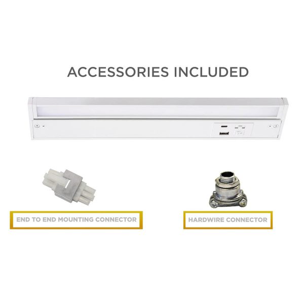 Elena 10-Inch Under Cabinet LED Light, Selectable CCT 2700K to 5000K, 120V, Black Supply