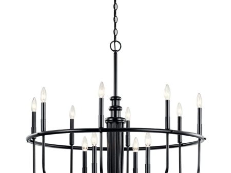 Capitol Hill 35  12-Light Chandelier Multi-Tier, Black Finish Sale