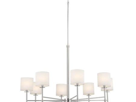 Ali 39  8-Light Chandelier with Fabric Drum Shade, Polished Nickel Finish Hot on Sale