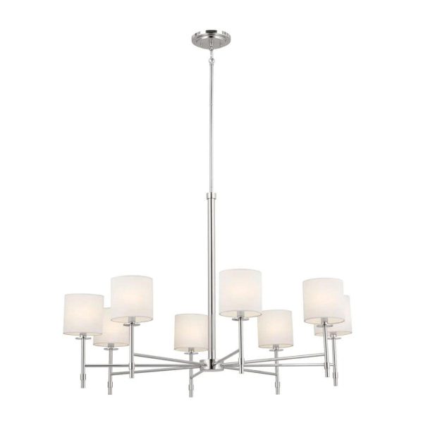 Ali 39  8-Light Chandelier with Fabric Drum Shade, Polished Nickel Finish Hot on Sale