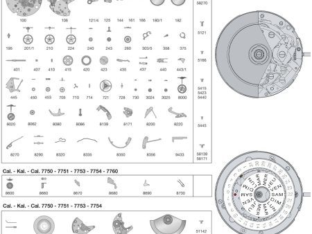 Internal Replacement Watch Parts for ETA 7750 Valjoux Fashion