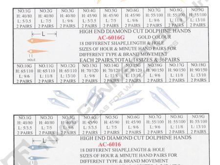 Master High End Diamond Cut Dauphine Yellow & Silver Watch Hand Set for Watch Repair (144 Total Pieces) For Cheap